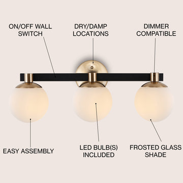 Modernist Globe Metal/Frosted Glass Modern Contemporary LED Vanity